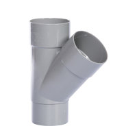 Pvc hwa T-stuk 45°, 2x inwendig lijm, 1x verjongd spie