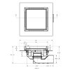 Afvoerput met tegeldeksel, AquaFente, rvs/rvs 304, vert & hor verstelb, 150x150mm, za 50mm, 0,6 l/s 