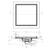 Afvoerput met tegeldeksel, AquaFente, rvs/rvs 304, vert & hor verstelb, 300x300mm, za 50mm, 0,6 l/s 
