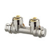 IMI Heimeier Multilux V Eclipse onderblok tbv ventielcompact- en badkamer radiator, 2-p, haaks, ½"bi 