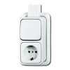 Busch-Jaeger AP Plus combinatie schakelaar/wcd, + RA, opbouw, wissel, montageplaat, alpine wit 