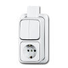 Busch-Jaeger AP Plus combinatie schakelaar/wcd, + RA, opbouw, serie, montageplaat, alpine wit 