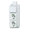 Busch-Jaeger AP Plus combinatie schakelaar/2x wcd, + RA, opbouw, wissel, montageplaat, alpine wit 