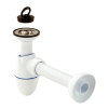 Nicoll Flaschensiphon, Typ Easyphon, m. Wandrohr, Rosette, Stopfenventil, Spitzende, PP, weiß, 40 mm 