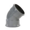 Bocht 45°, pvc, 2x manchet, grijs, SN4, 315 mm 