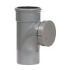 PVC-Reinigungsrohr mit Schraubverschluss, Muffe x Spitzende, grau, SN4, DN 200 mm 