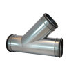Spiraliet verloop T-stuk 45°, met epdm ring, 3x verjongd spie, 450 x 355 x 450 mm 