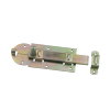 Rolschuif, vlak, met ronde knop en sluitlus, geel verzinkt, 100 mm 