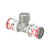 Uponor draad T-stuk 90&deg;, S-Press Plus, messing vertind, 2x pers / 1x bu.dr., Kiwa, 25 x 25 mm x &frac34;" 