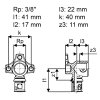 Uponor muurplaat, S-Press Plus, messing vertind, binnendraad x pers, kort model, Kiwa, 3/8" x 16 mm 