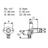 Uponor muurplaat, S-Press Plus, messing vertind, pers x bi.dr., Kiwa, 16 mm x ½", l = 35 mm 