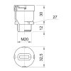 Wartel voor platte kabel, polyethyleen, metrische schroefdraad M20, steengrijs 