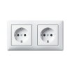 ABB Busch-Jaeger wandcontactdoos, Balance, dubbel, randaarde, met afdekraam, wit 