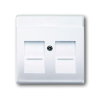 ABB Busch-Jaeger afdekplaat, Future linear, voor Modular Jack, 2-voudig, met schuifjes, wit 