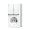 Jung combinatie schakelaar/wcd, AP 600, randaarde, 230 V, 16 A, opbouw, serie, alpine wit 