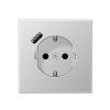 Jung wandcontactdoos, inbouw, randaarde, LS range, enkelvoudig, USB type A, aluminium 