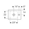 Geberit fontein, type iCon, 380 x 280 x 135 mm, rechthoek, kraangat rechts, wit 