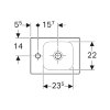 Geberit fontein, type iCon, 380 x 280 x 135 mm, rechthoek, kraangat links, wit 