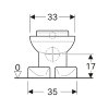 Geberit 300 Kids closetpot diepspoel, korte pijp, 340 x 350 x 500 mm, glans wit, met voetsteun 