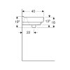 Geberit wastafel, type 300 basic, 600 x 400 x 195 mm, compact, rechthoek, kraangat midden, wit 