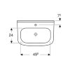 Geberit wastafel, type 300 basic, 600 x 400 x 195 mm, compact, rechthoek, kraangat midden, wit 