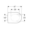 Geberit closetzitting, type 300 Basic, 37 x 45 cm, deksel, chr schar, montage boven, softclose, wit 