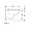 Geberit wandcloset, type 280 Basic, diepspoel, pijp kort, 390x360x530mm, glans wit, zonder spoelrand 