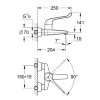 Grohe wandkraan, serie Euroeco, hendel, veiligheid, chroom, ½" 