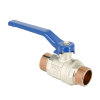 Bonfix kogelkraan, messing vernikkeld, 2x buitendraad, blauwe hendel, 25 bar, &frac34;" 