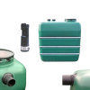 Regenwatertank, incl. drukpomp set, pe, 1500 liter, 152 x 72 x 160,5 cm, bovengronds, incl.staalband 