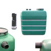 Regenwatertank, incl. drukpomp set, pe, 2000 liter, 205 x 72 x 164 cm, bovengronds, incl. staalband 
