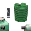 Opslagtank, incl. drukpomp set, pe, groen, 5000 liter, Ø 180 cm, h = 212 cm, bovengronds 