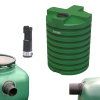 Opslagtank, incl. drukpomp set, pe, groen, 6000 liter, &Oslash; 180 cm, h = 235 cm, bovengronds 