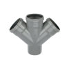 Wavin dubbel T-stuk 45°, pvc, 3x manchet/1x spie, grijs, KOMO, SN4, 110 mm 