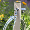 Aquapoint Wassersäule, Aluminium, Mod. Triangle, 2 Wasserhähne, Schlauchhalter, h = 120 cm, grau 