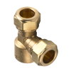 VSH verloop T-stuk, Super, S1224, messing, FFF, 2x knel x 1x binnendraad, Kiwa, 28 mm x 28 mm x ½" 
