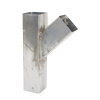 Hwa T-stuk 45°, zink, vierkant, 2x mof / 1x spie, 80 x 80 mm 