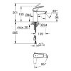 Grohe wastafelmengkraan, serie Eurosmart, hendel, laag model, chroom, 3/8", met ketting 
