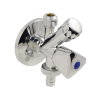 Sanivesk hoekstopkraan met rozet en slangtule, verchroomd, bu.dr. &frac12;", knel 10 mm x slangtule &frac34;" 