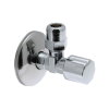 Sanivesk hoekstopkraan met rozet, messing verchroomd, buitendraad x knel, 3/8" x 10 mm, 2 stuks 