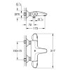 Grohe bad thermostaatkraan, serie Grohtherm 1000, 2 draaiknoppen, chroom, oa, ½" x 15 cm 