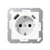 Jung wandcontactdoos, A range, inbouw, met randaarde, wit 