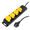 Q-Link stekkerdoos, met randaarde, zwart, 4-voudig, 3 m snoer, 3x 1,5 mm², max. 3500 W, H05RR-F,IP44 