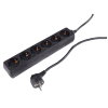 Q-Link stekkerdoos, met randaarde, zwart, 6-voudig, 1,5 m snoer, 3x 1,5 mm², max. 3680 W 