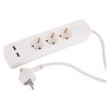 Q-Link stekkerdoos, met randaarde en schakelaar, wit, 3-v, 1,5 m snoer, 3x 1,5 mm², pvc, USB A 