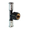 Henco schroef T-stuk 90°, pvdf, rvs, 2x pers / 1x binnendraad, type 13PK, epdm, 16 bar, 16 mm x ½" 