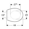Geberit closetzitting, type 300 Basic, 36,5 x 44 cm, deksel, rvs scharnier, montage onder, wit 
