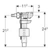 Geberit 380 vlotterkraan, nippel van messing, 3/8" en ½" 