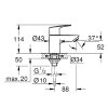 Grohe toiletkraan, serie BauLoop, draaiknop, laag model, chroom, ½" 