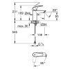 Grohe wastafelmengkraan, serie Eurosmart, hendel, laag model, chroom, 3/8", exclusief waste 